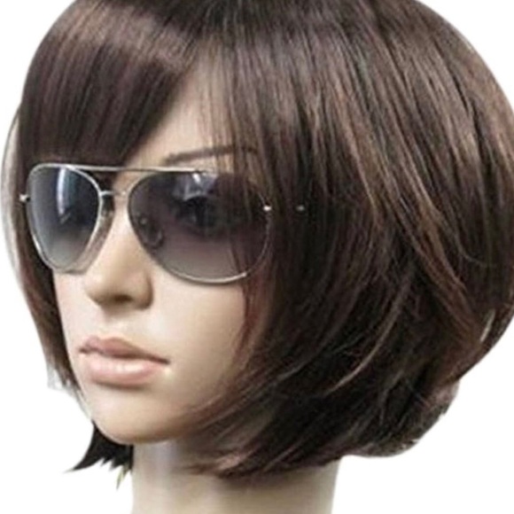 Kaylss Dark Brown/Black Short Pixie Cut - Sweeping Bangs - Synthetic Hair - New - Picture 9 of 15